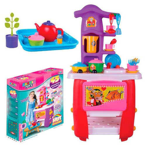 Кухня игровая Hut Kitchen, с набором, 45 предметов, цвет красно-фиолетовый zarrin toys кухня игровая hut kitchen с набором 45 предметов цвет красно фиолетовый