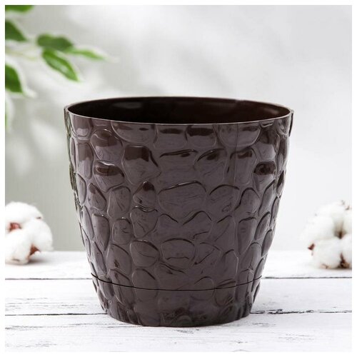 Росспласт Кашпо с поддоном 2 Камешки 3 л цвет шоколадный 374₽