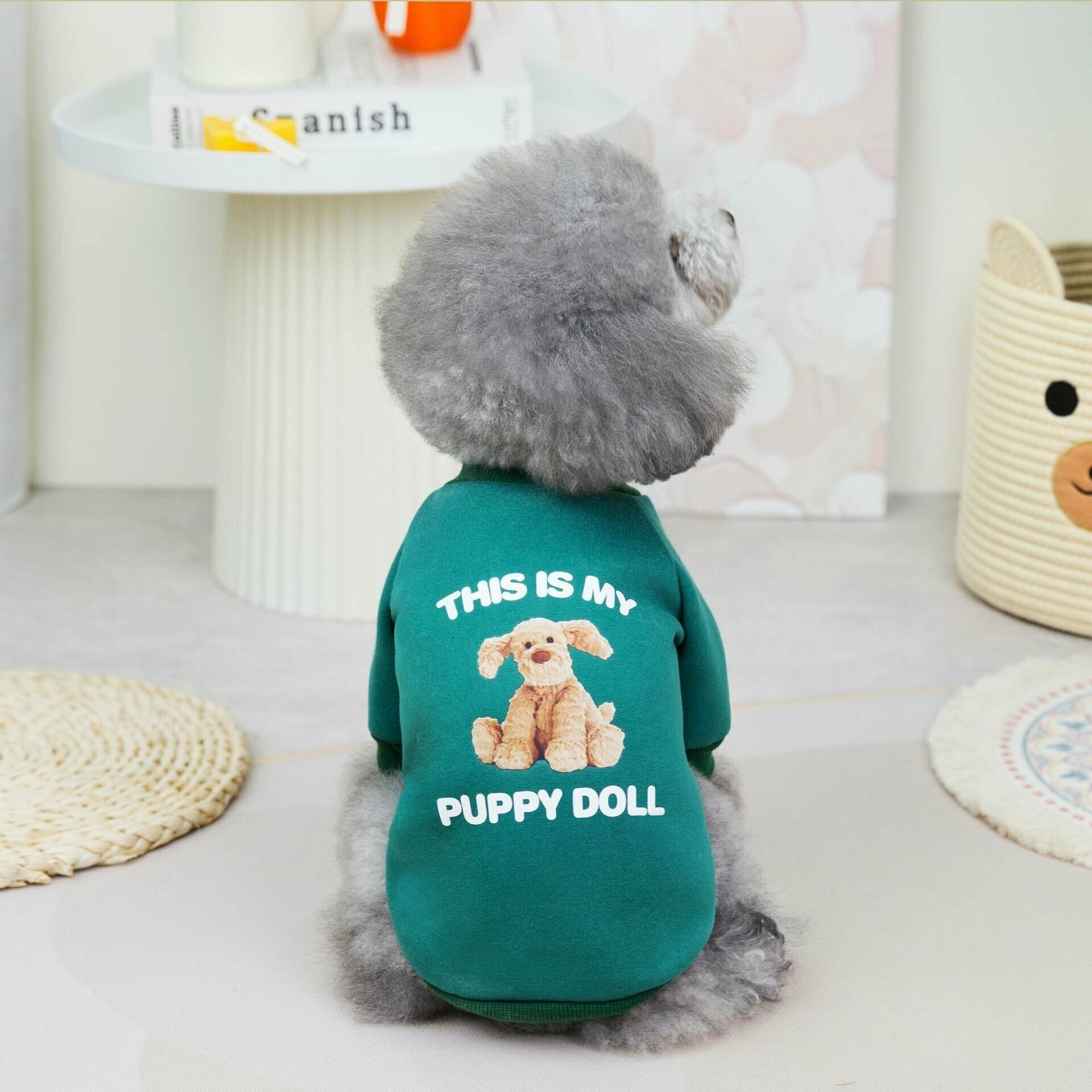 Толстовка для собак мелких пород "Puppy Doll" цвет зеленый, XL (35 см) - фотография № 1