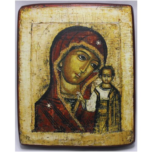 Православная Икона Божией Матери Казанская, деревянная иконная доска, левкас, ручная работа (Art.1111_3М)