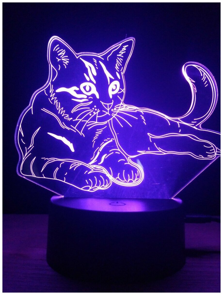 Светодиодный ночник 3Д "Отдыхающая кошка" - фотография № 1