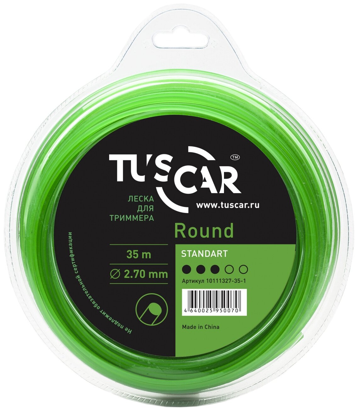 Леска для триммера TUSCAR Round Standart, 2.70мм* 35м - фотография № 1