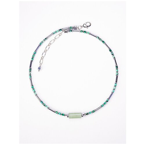 Чокер женский SAUTOIR на шею с лабрадором и нефритом 40 см