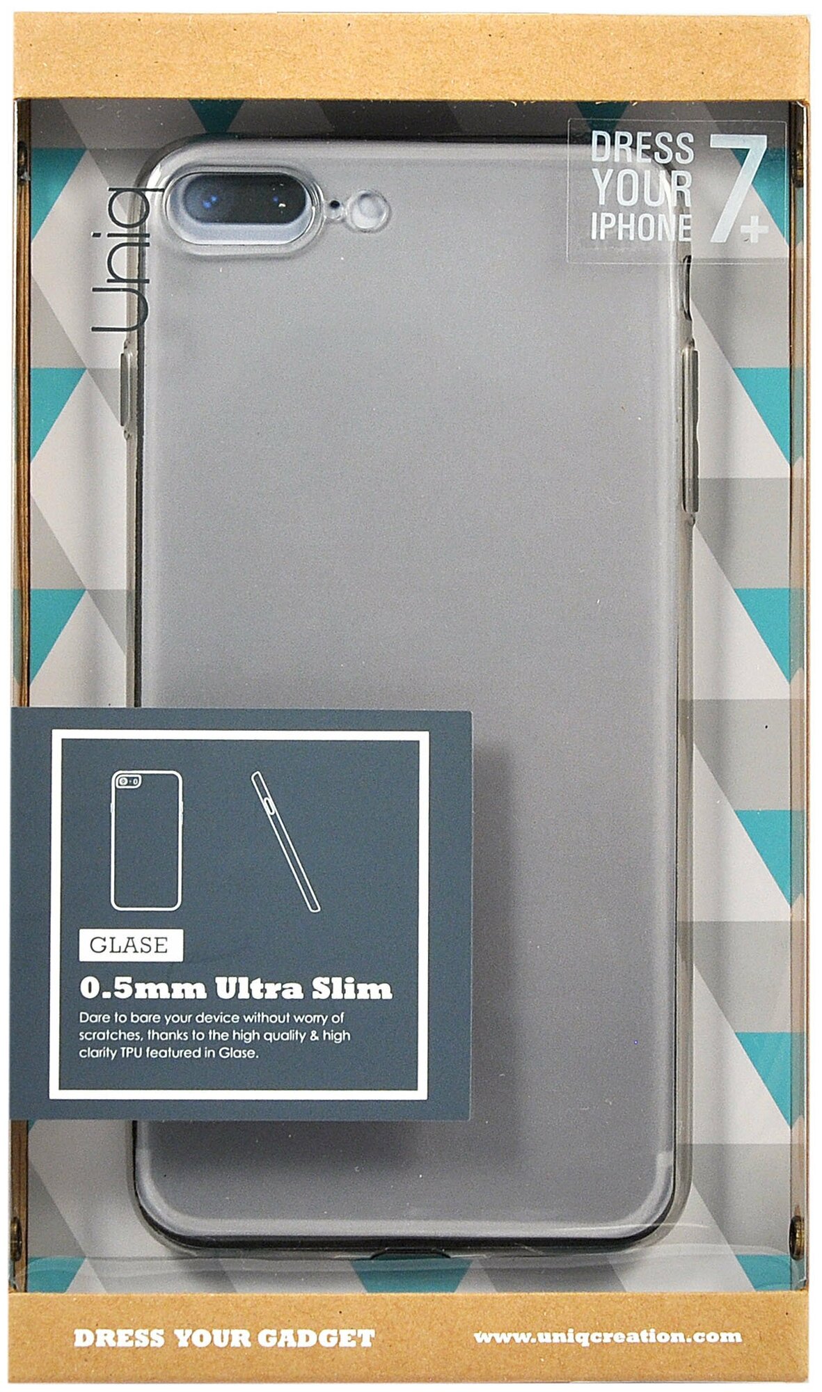 Чехол-крышка Uniq Glace для iPhone 7 Plus/ 8 Plus, силикон, серый - фото №3