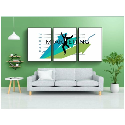 фото Набор модулных постеров для интерьера "бизнесмен, успех, стрела" 60x90 см. в тубусе, без рамки lotsprints