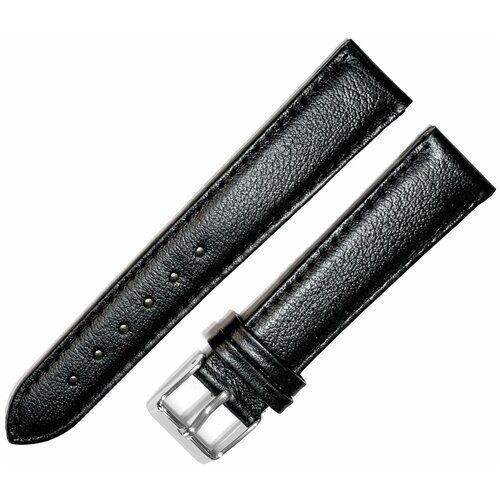 фото Ремешок 1805-01 (чер) черный кожаный ремень 18 мм для часов наручных из кожи натуральной гладкий матовый женский мужской ardi