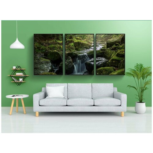 фото Набор модулных постеров для интерьера "воды, водопад, поток" 60x90 см. в тубусе, без рамки lotsprints