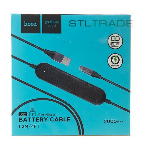 Портативное зарядное устройство Hoco Buckle U22 Battery Cable for Micro 2000 mAh black 382₽