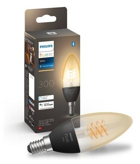 Умная лампа Philips Hue White Filament E14 4,5Вт 2100К (929002479501)