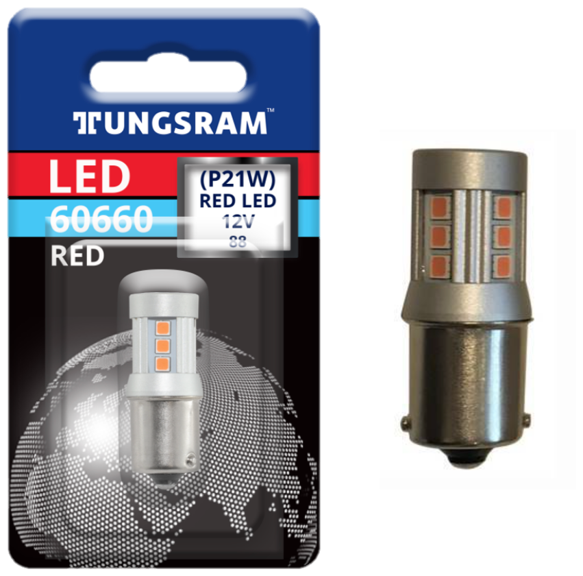 Лампа P21W 12V-LED (BA15s) Red 3.0W (бл.1шт.) 93117018