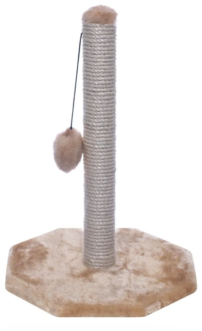 Yami-Yami Когтеточка Столбик, с помпоном, сизаль, основание 36x34 см, высота 48 см, бежевый - фотография № 1