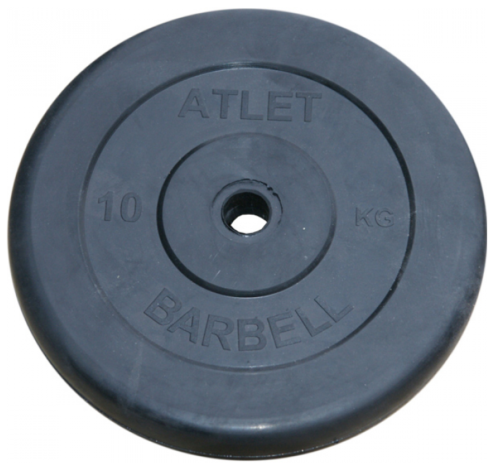 Диск обрезиненный MB Barbell d 26 мм чёрный 10,0 кг Atlet