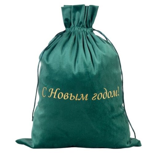 фото Мешок подарочный феникс present бархат m 30 х 40 см, зеленый