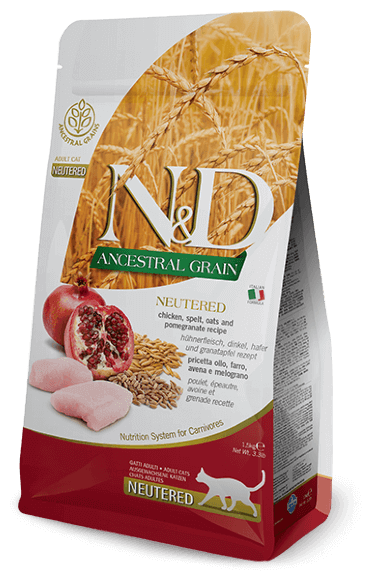 N&D Cat Ancestral Grain с курицей и гранатом низкозерновой сухой корм для стерилизованных кошек и кастрированных котов 10кг - фотография № 3