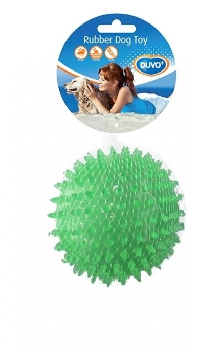Игрушка для собак резиновая DUVO+ "Мяч игольчатый", зелёная, 8см (Бельгия)