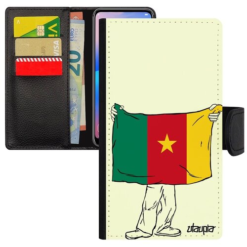 фото Противоударный чехол книжка на мобильный // iphone xs // "флаг камеруна с руками" страна стиль, utaupia, белый