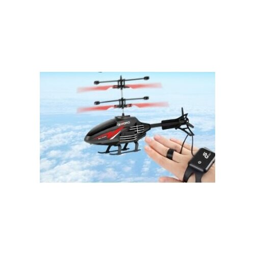 фото Индукционный вертолет 2 в 1, радиоуправляемый вертолет, управление жестами, игрушечный вертолет с пультом управления (черный с красным) made in china
