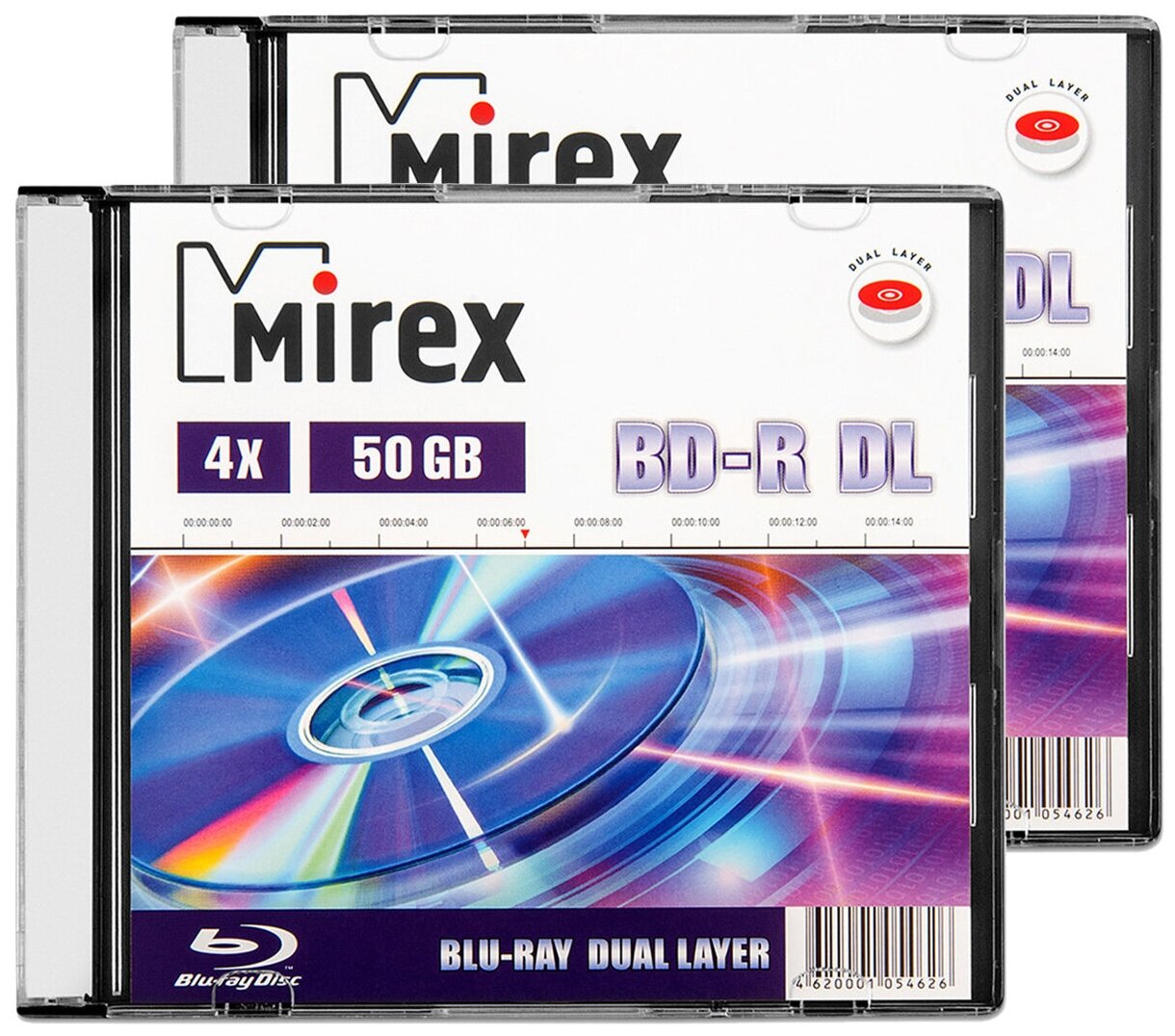 Диск BD-R DL 50 Gb Mirex 4x Slim box, упаковка 2 шт.