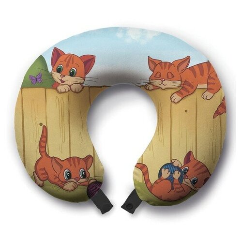 фото Подушка для шеи ambesonne игривые котята, коричневый