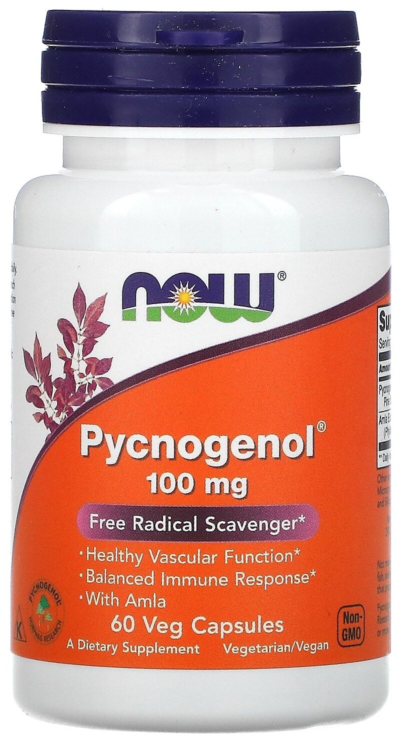 Капсулы NOW Pycnogenol 100 мг, 60 шт.