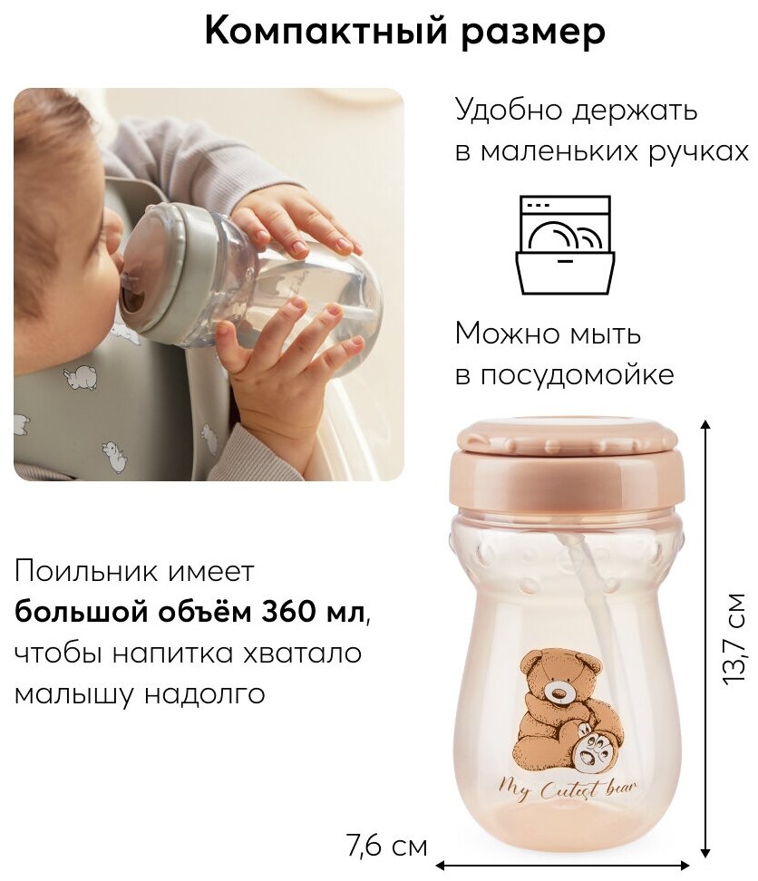 Поильник с трубочкой кролик Happy Baby/Хэппи Беби 360мл Zenith Infant Product - фото №15