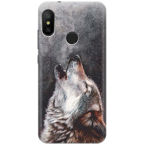 фото Силиконовый чехол на xiaomi mi a2 lite / redmi 6 pro / сяоми ми а2 лайт / редми 6 про с принтом "морозный волк" gosso