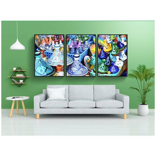 фото Набор модулных постеров для интерьера "тажин, марокко, марракеш" 60x90 см. в тубусе, без рамки lotsprints