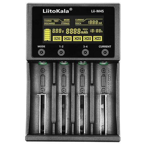 Зарядное устройство LiitoKala Lii-M4S 4 new liitokala lii 600 battery charger for li ion 3 7v and nimh 1 2v battery suitable for 18650 26650 21700 26700 aa aaa12v5a