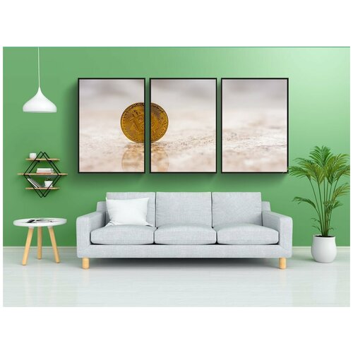 фото Набор модулных постеров для интерьера "bitcoin, интернет, бизнес" 60x90 см. в тубусе, без рамки lotsprints