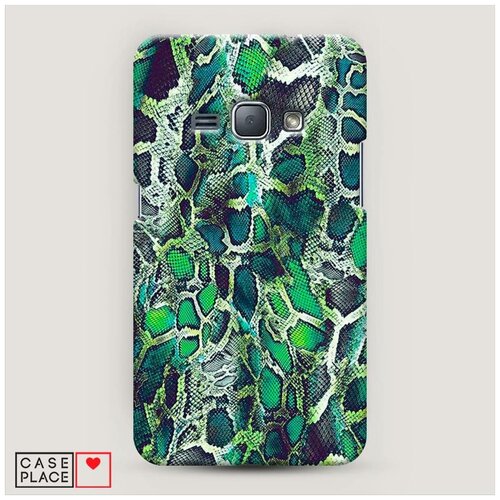 фото Чехол пластиковый samsung galaxy j1 2016 зеленая кожа змеи case place