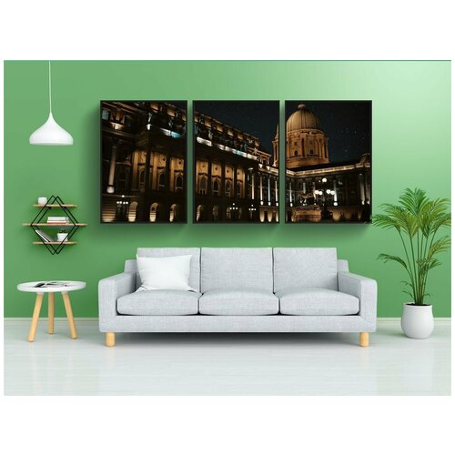 фото Набор модулных постеров для интерьера "замок, ночь, будапешт" 60x90 см. в тубусе, без рамки lotsprints