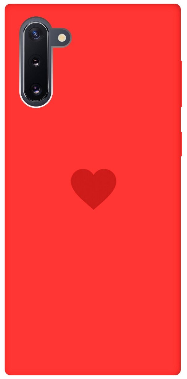 Силиконовая чехол-накладка Silky Touch для Samsung Galaxy Note 10 с принтом "Heart" красная