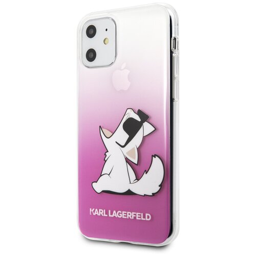 фото Чехол lagerfeld для iphone 11 tpu/pc collection choupette fun hard gradient pink karl lagerfeld