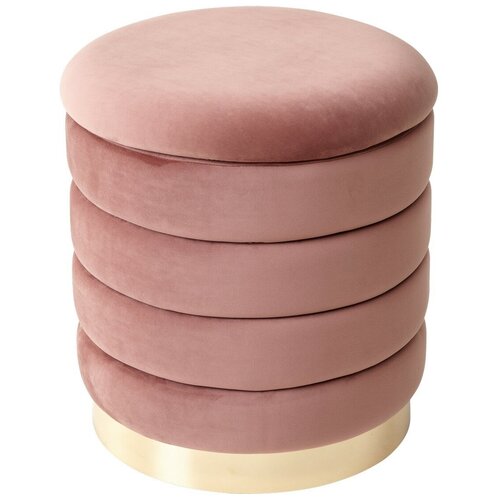 Пуф для гостиной Фред с ящиком для хранения, розовый/велюр/золотой каркас