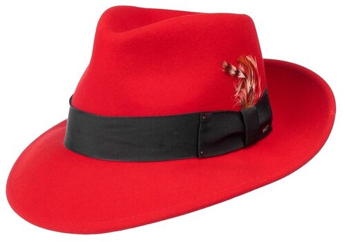 Шляпа федора Bailey, шерсть, подкладка, размер 55, красный