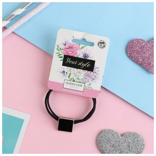 фото Queen fair резинка для волос "шанти" квадратик, чёрный