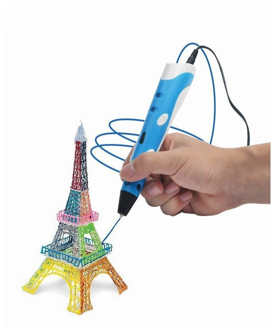 3D ручка «3D Pen-2» поколение с дисплеем (3Д ручка ПЭН 2) голубая