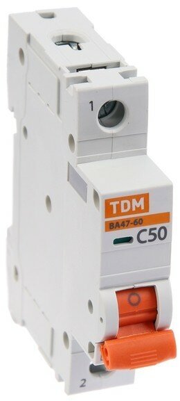Автоматический выключатель ВА47-60 1Р 50А 6кА х-ка С, TDM SQ0223-0082 (1 шт.) - фотография № 1