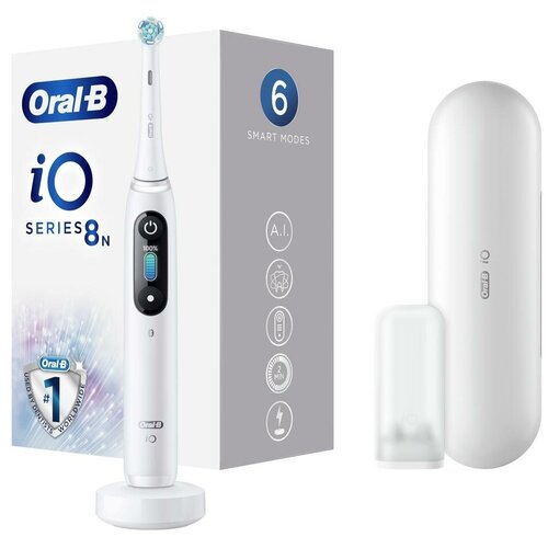 Электрическая зубная щетка с инновационной магнитной iO технологией Oral-B iO 8 White Alabaster 2421400₽