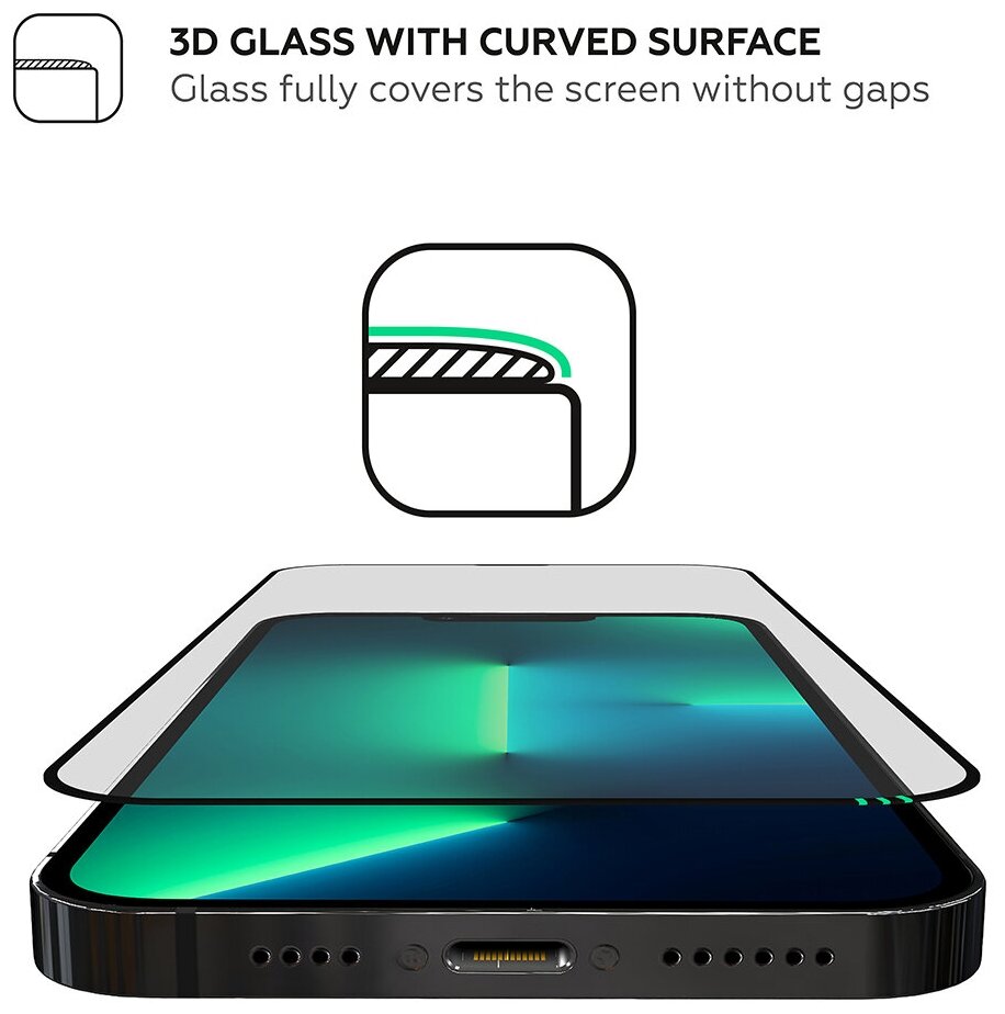 Защитное стекло HARDIZ Full Screen Cover Premium Tempered Glass для iPhone 13 Pro Max / iPhone 14 Plus чёрное (HRD186800) — фото 11