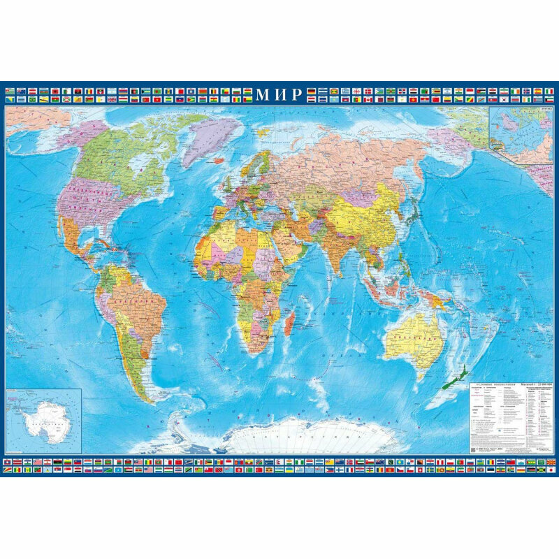 Настенная карта Мир политическая 1:25млн,1,43х1,02м, 868829