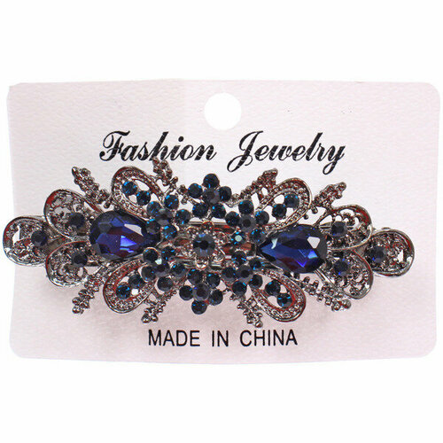 Заколка - автомат металлическая на блистере «KLEVER», верона, цвет как на фото, 8*3см ( хедр Кокетка)