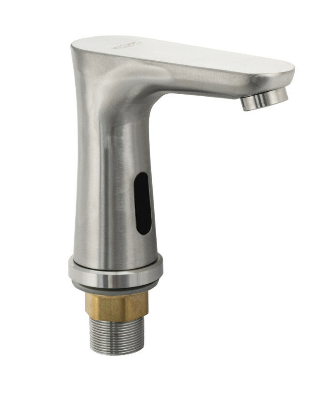 фото Смеситель сенсорный на раковину с регулировкой температуры воды, корпус из нержавеющей стали, сатин