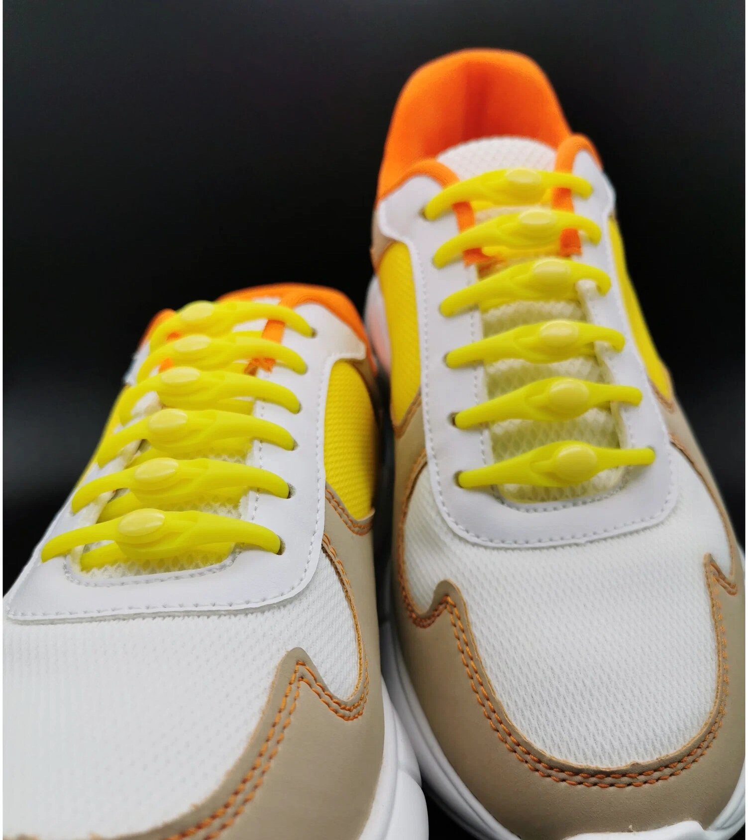 Силиконовые шнурки для обуви , эластичные шнурки, жёлтые, 12 шт.