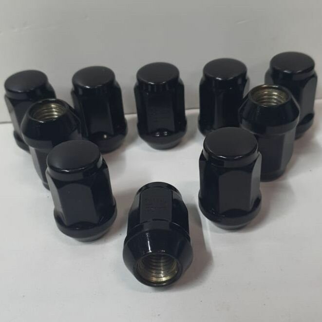 Гайка колёсная 12x1,5x35, конус, чёрные, под 19 ключ, 10 штук