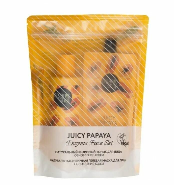 Organic Shop Подарочный набор для лица Classic Обновляющий Enzyme Face Set Juicy Papaya: Тоник для лица, Гелевая маска, 300 г