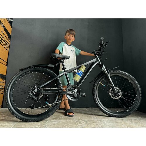 Велосипед горный Richiesto 24 алюминиевый Подростковый детский Унисекс черный матовый 24500₽