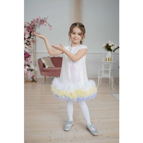 фото Платье valery little dress, размер 104-110, бежевый, белый