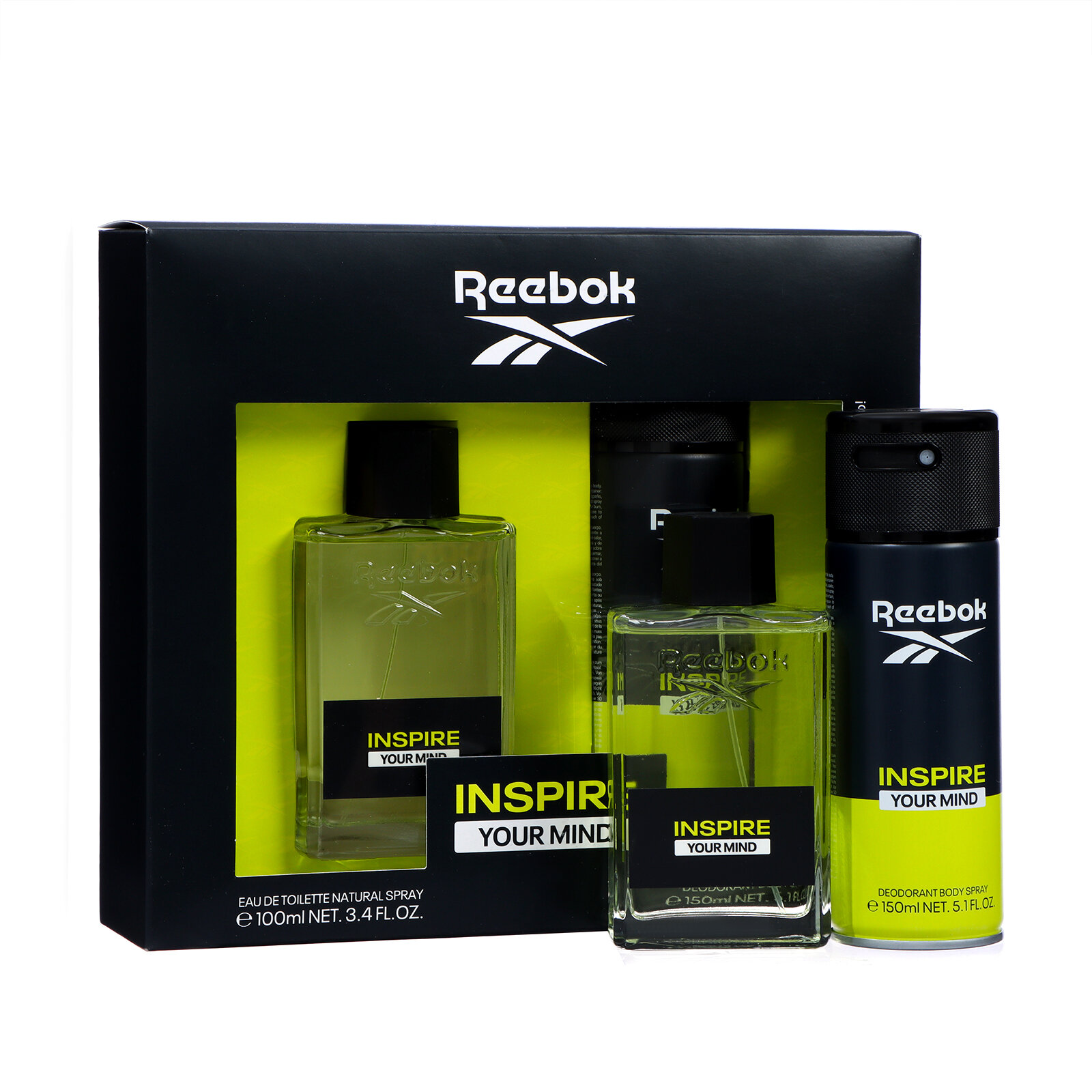 REEBOK Мужской подарочный набор "Inspire your Mind", туалетная вода 100 мл + дезодорант 150 мл — фото 1