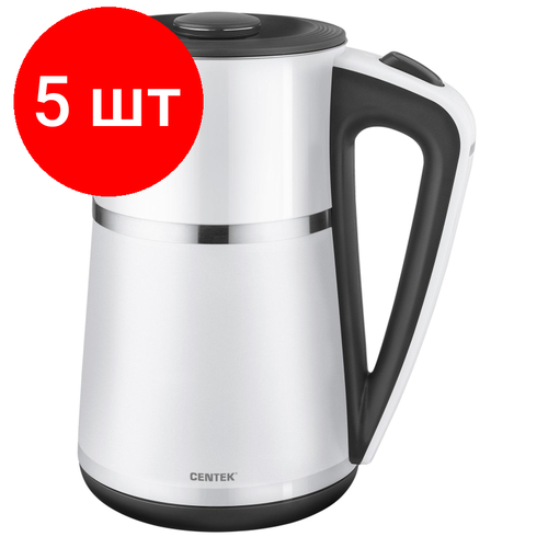 Комплект 5 штук Чайник Centek CT-0028 White 17л двойной корпус - стальпластик 1703400₽